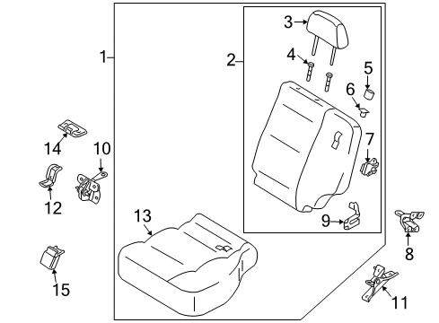 2008 Kia Sorento Rear Seat Components Guide Assembly-Headrest Diagram for 0K31A88245WK