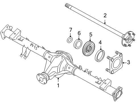 2013 Nissan Titan Axle & Differential - Rear Shaft Rear Axle Assembly Diagram for 38162-8S10B