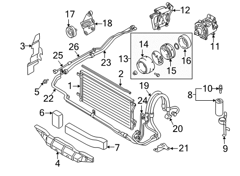 1997 Mitsubishi Montero Sport A/C Condenser, Compressor & Lines Pulley Diagram for MB609125