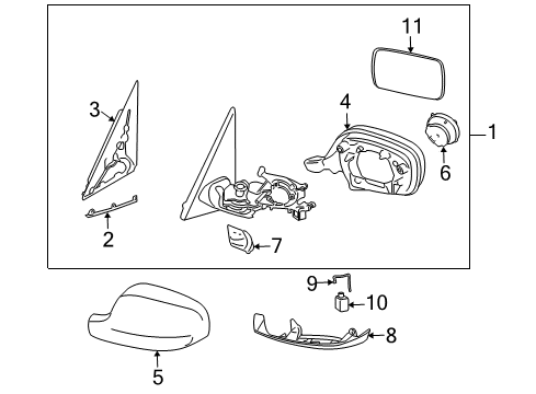 2010 BMW X3 Outside Mirrors Heated Outside Mirror, Right Diagram for 51163455348