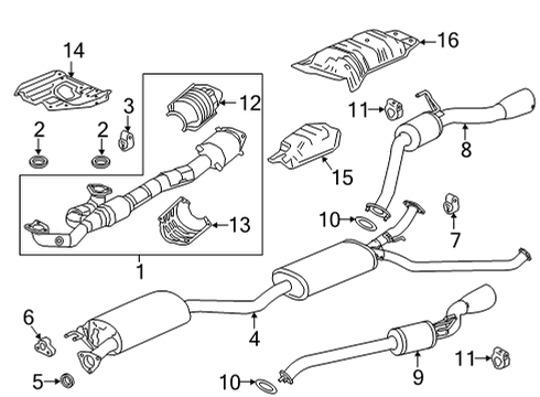 2021 Honda Ridgeline Exhaust Components TAIL, EX Diagram for 18340-T6Z-A51