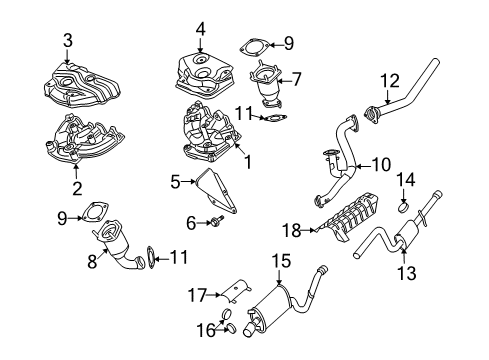 2001 Dodge Stratus Exhaust Components, Exhaust Manifold Catalytic Converter Diagram for 4764646AB