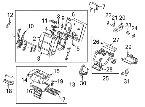 2004 Nissan Pathfinder Armada Second Row Seats Rear Seat Armrest Assembly Diagram for 88700-ZC50C