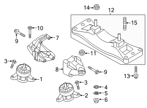 2017 Genesis G80 Engine & Trans Mounting Bolt-Washer Assembly Diagram for 21859-3M000