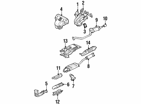 1998 Honda Odyssey Exhaust Manifold Pipe A, Exhuast Diagram for 18210-SX0-A02