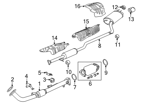 2016 Honda Accord Exhaust Components Muffler, Exhuast Diagram for 18307-T2F-A51