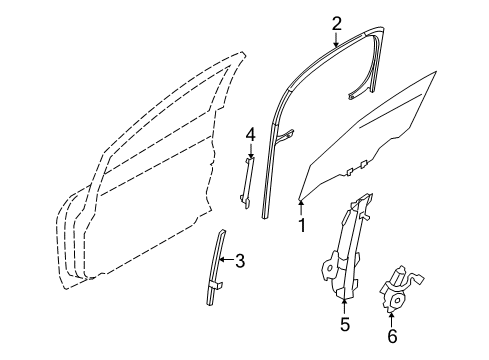 2009 Nissan Cube Front Door Glass Run-Front Door Lower SASH, Rear Diagram for 80386-1FA0A