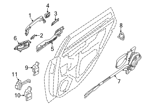 2013 Nissan Sentra Rear Door Link-Check, Rear Door Diagram for 82430-3RA0A