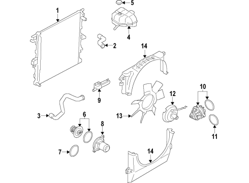 2020 Ford Ranger Cooling System, Radiator, Water Pump, Cooling Fan Fan Clutch Diagram for KB3Z-8A616-B