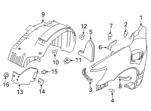 2016 Nissan Titan XD Fender & Components Stay-Front Fender, RH Diagram for F3180-EZ0MA