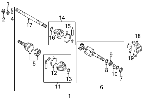 2017 Nissan Leaf Drive Axles - Front Shaft Assy-Front Drive, RH Diagram for 39100-3NF2B