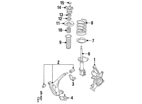 1996 Nissan Quest Front Suspension Components, Lower Control Arm, Stabilizer Bar Strut Kit-Front Suspension, RH Diagram for 54302-1B026