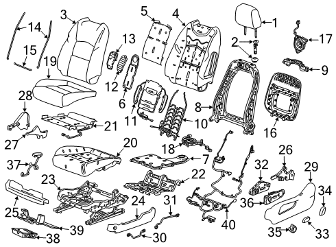 2021 Cadillac XT4 Power Seats Seat Switch Knob Diagram for 22898997