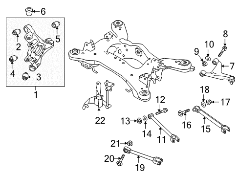 2020 Infiniti Q60 Rear Suspension Components, Lower Control Arm, Upper Control Arm, Stabilizer Bar Rear Left Suspension Arm Assembly Diagram for 55502-1MA0C