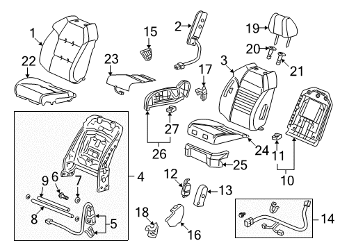 2007 Acura MDX Passenger Seat Components Pad, Right Front Seat-Back (With Opds Sensor) Diagram for 81127-STX-A01
