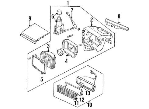 1987 Nissan 200SX Headlamps Headlamp Housing Assembly, Driver Side Diagram for 26075-01F25