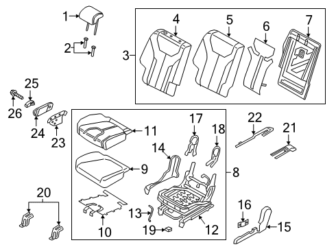 2019 Hyundai Santa Fe Rear Seat Cap Assembly-2ND Seat MTG, LH Diagram for 89569-S2000-NNB