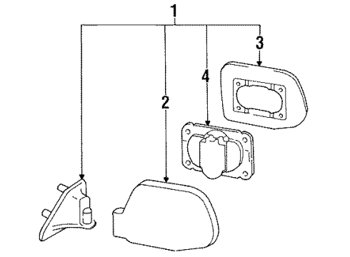 1990 Nissan Axxess Outside Mirrors Mirror-Door R Diagram for 96301-48R00