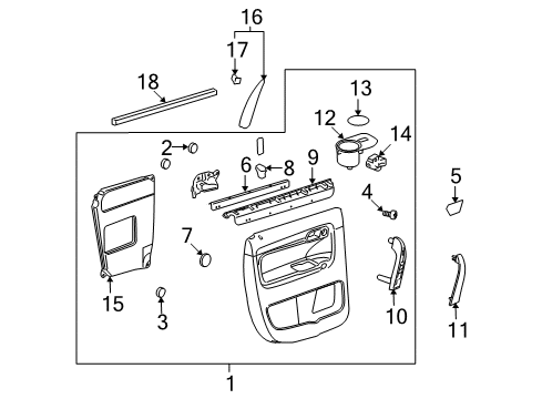 2007 Saturn Outlook Interior Trim - Rear Door Holder-Rear Side Door Trim Panel Cup *Light Cashmere Diagram for 15901434