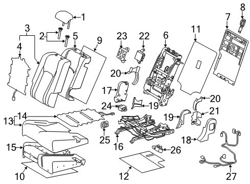 2016 Lexus RX450h Rear Seat Components Rear Seat Cushion Cover Sub-Assembly, Right (For Bench Type) Diagram for 71075-0E300-B3