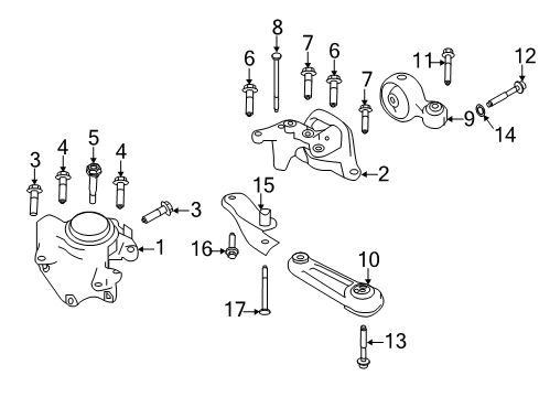 2017 Nissan Rogue Engine & Trans Mounting Bolt Diagram for 01125-N036U