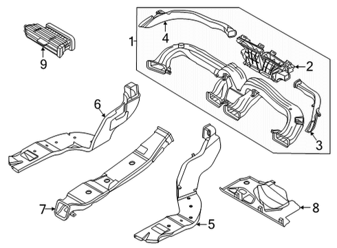 2022 Hyundai Sonata Ducts Duct Assembly-Ctr Air Vent, RH Diagram for 97420-L1000-SRF