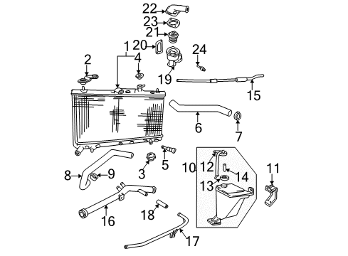 2002 Hyundai Accent Radiator & Components, Cooling Fan Reservoir & Hose Assembly-Radiator Diagram for 25430-25100