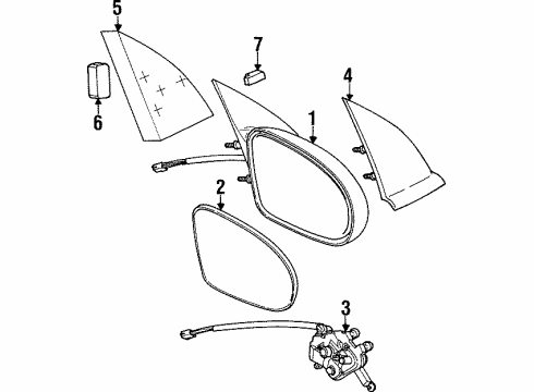 2000 Saturn SL Mirrors Mirror Diagram for 21170588