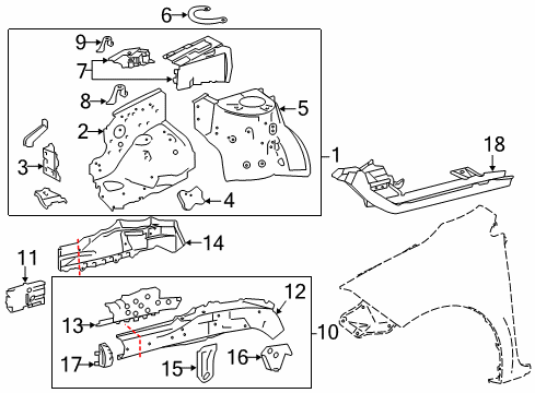 2016 Toyota Corolla Structural Components & Rails Rail Extension Diagram for 57113-02101
