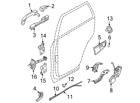 2008 Kia Sportage Rear Door - Lock & Hardware Base Assembly-Rear Door Outside Diagram for 836551F000