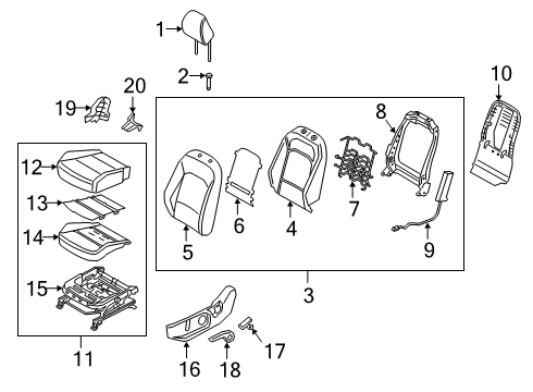 2020 Kia Soul Driver Seat Components HEADREST Assembly-Front Diagram for 88700K0000SJ0