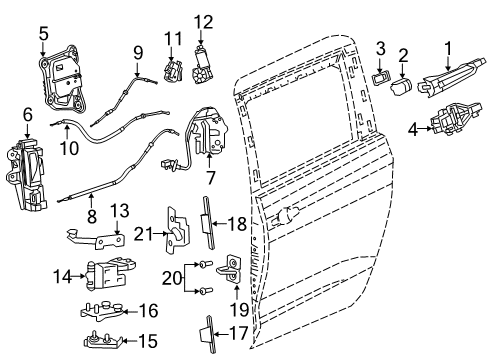 2021 Chrysler Pacifica Lock & Hardware Cable-Inside Handle Diagram for 68185972AD