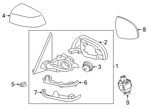 2015 BMW X5 Outside Mirrors Outside Mirror Without Glass Heated Right Diagram for 51167364012