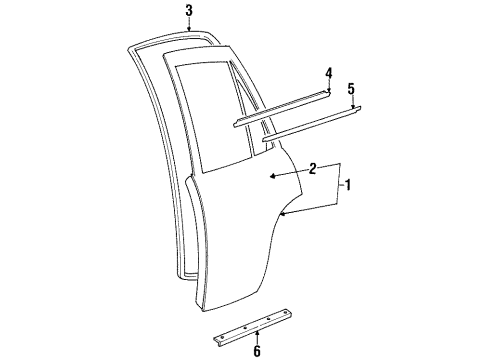 1997 Kia Sportage Rear Door Weatherstrip Assembly-Door, RH Diagram for 0K01872760A