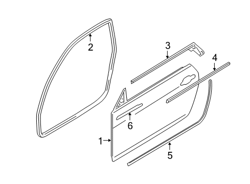 2010 BMW 328i Door & Components Outer Weatherstrip, Left Diagram for 51337173549