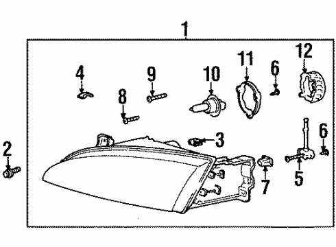 1997 Hyundai Elantra Bulbs Headlamp Assembly, Left Diagram for 92101-29050