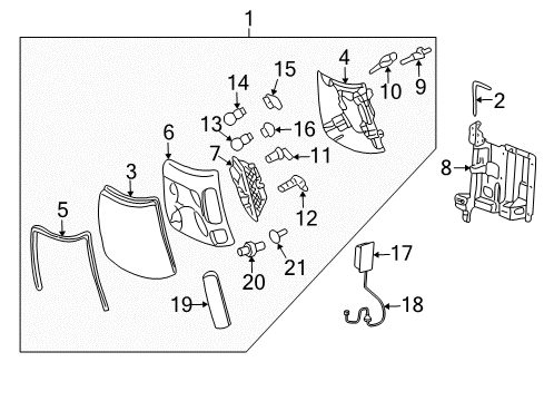 2006 Cadillac Escalade Headlamp Components, Side Marker Lamps Composite Assembly Diagram for 19208222