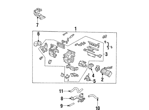 1995 Acura TL Heater Core & Control Valve Motor Assembly, Mode Diagram for 79150-SW5-A01