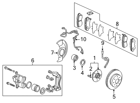 2003 Honda Accord Anti-Lock Brakes Pad Set, Front (Ad57, Nf86) Diagram for 45022-SDA-A00