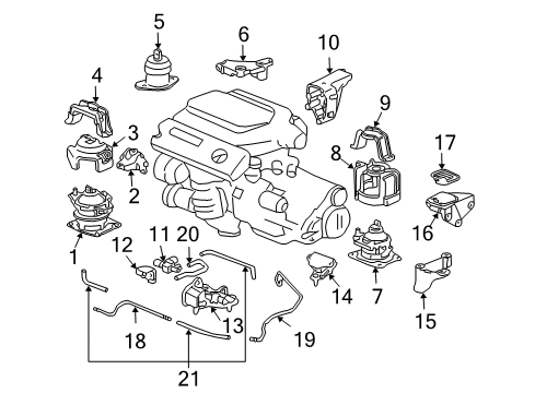 2005 Honda Accord Engine & Trans Mounting Stopper, Front Engine Mount (Mt) Diagram for 50835-SDP-A11