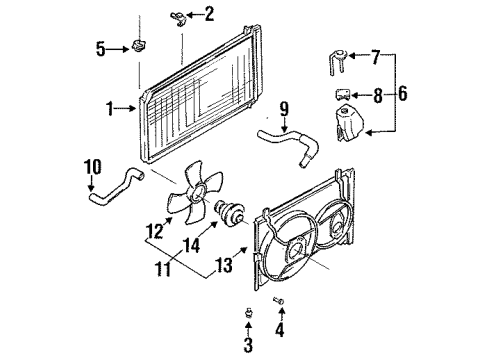 1988 Nissan Sentra Radiator & Components, Cooling Fan, Belts & Pulleys Radiator Assy Diagram for 21410-54A00