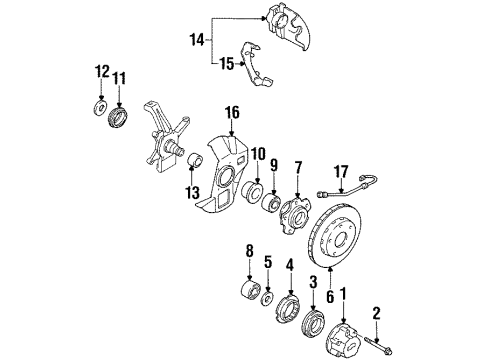 1996 Kia Sportage Front Brakes Piston Diagram for 0K01133651