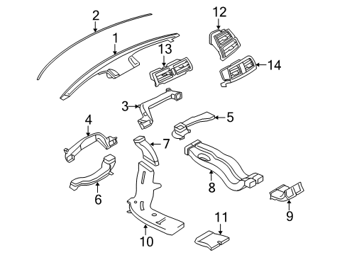 2012 BMW X6 Ducts Rear Fresh Air Grille Diagram for 64226954953