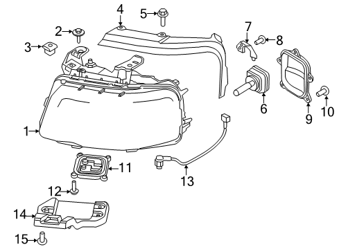 2017 Lincoln Navigator Headlamps Headlamp Housing Diagram for FL7Z-13008-K