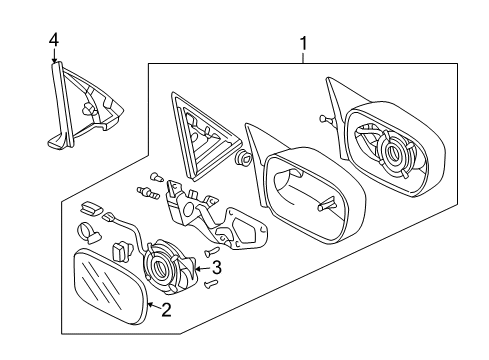 1998 Honda Accord Outside Mirrors Mirror Assembly, Driver Side Door (Dark Currant Pearl) (R.C.) Diagram for 76250-S84-A21ZF