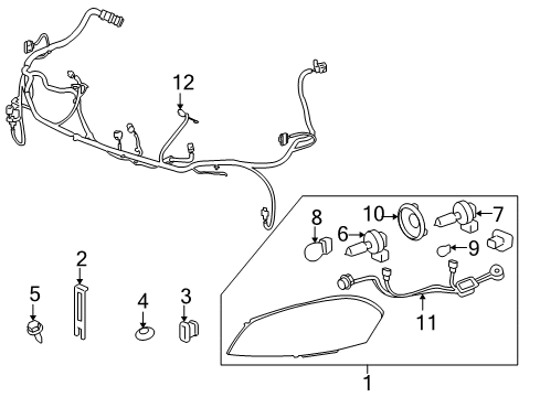 2009 Chevrolet Impala Headlamps Composite Headlamp Diagram for 25958359