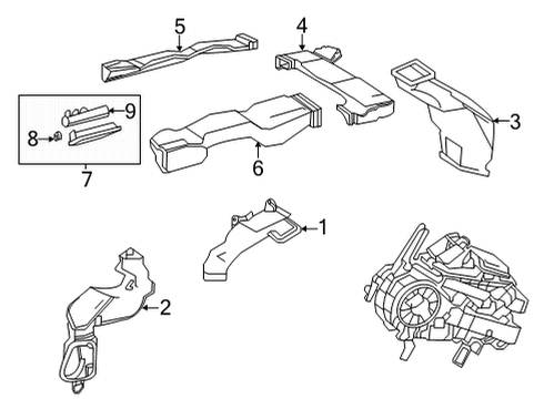 2020 Toyota Highlander Ducts Air Outlet Duct Diagram for 62971-0E110