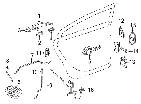 2011 Saab 9-5 Rear Door - Lock & Hardware Lower Hinge Diagram for 13229060