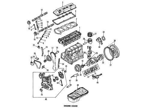 1992 Nissan 240SX Engine Parts, Mounts, Cylinder Head & Valves, Camshaft & Timing, Oil Pan, Oil Pump, Crankshaft & Bearings, Pistons, Rings & Bearings Camshaft Assy Diagram for 13020-53F14