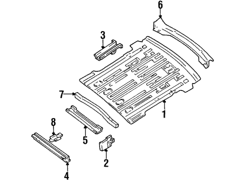 2000 Mercury Villager Rear Floor & Rails Rear Floor Pan Diagram for YF5Z-1211215-CA